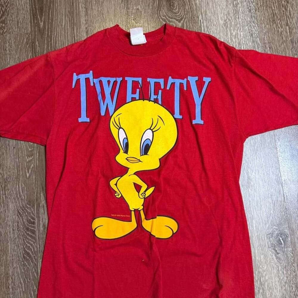 Vintage Looney Tunes Tweety Bird T-Shirt Large 1995 Red Made in USA